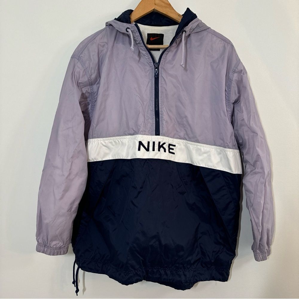 Vintage Nike Windbreaker Jacket Size Medium Colorblock Hooded Purple